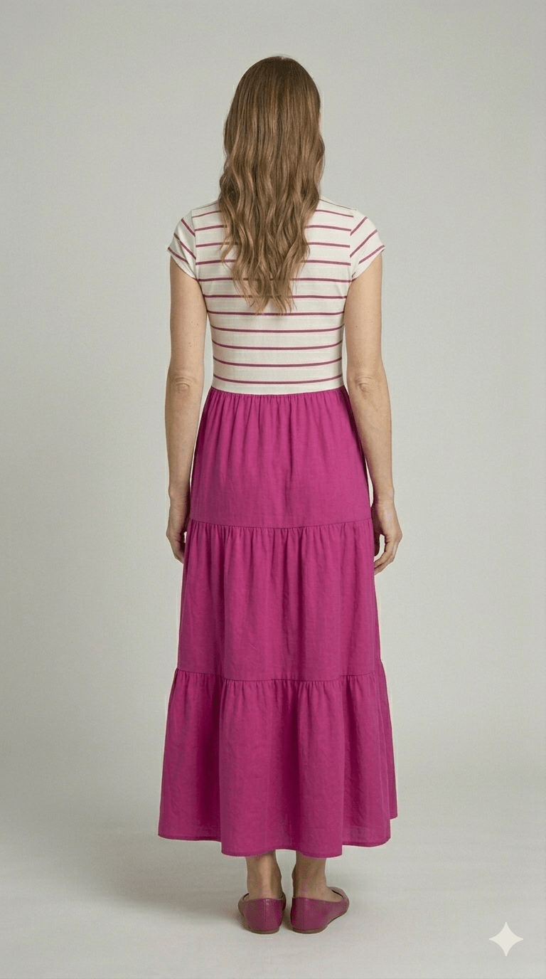 Abito Pennyblack a righe fucsia e nero - Malerba Showroom