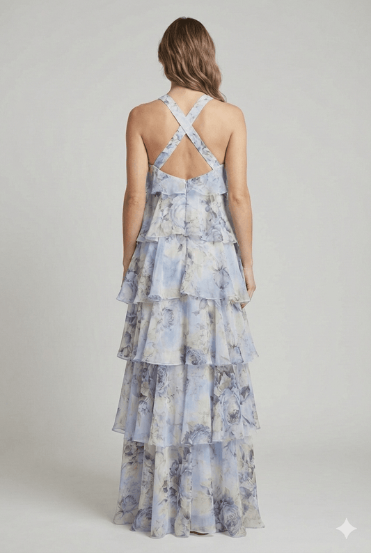 Abito Silence azzurro floreale - Malerba Showroom