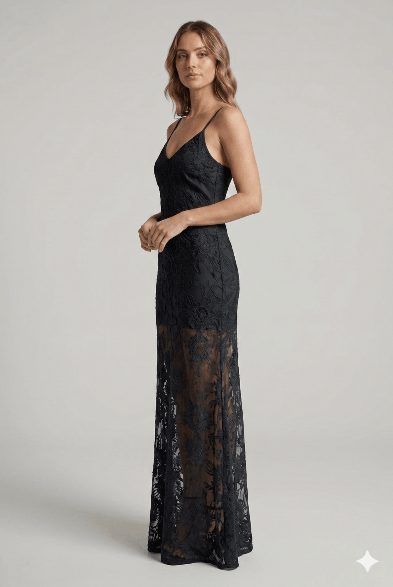 Abito Silence in pizzo nero e verde Menta - Malerba Showroom