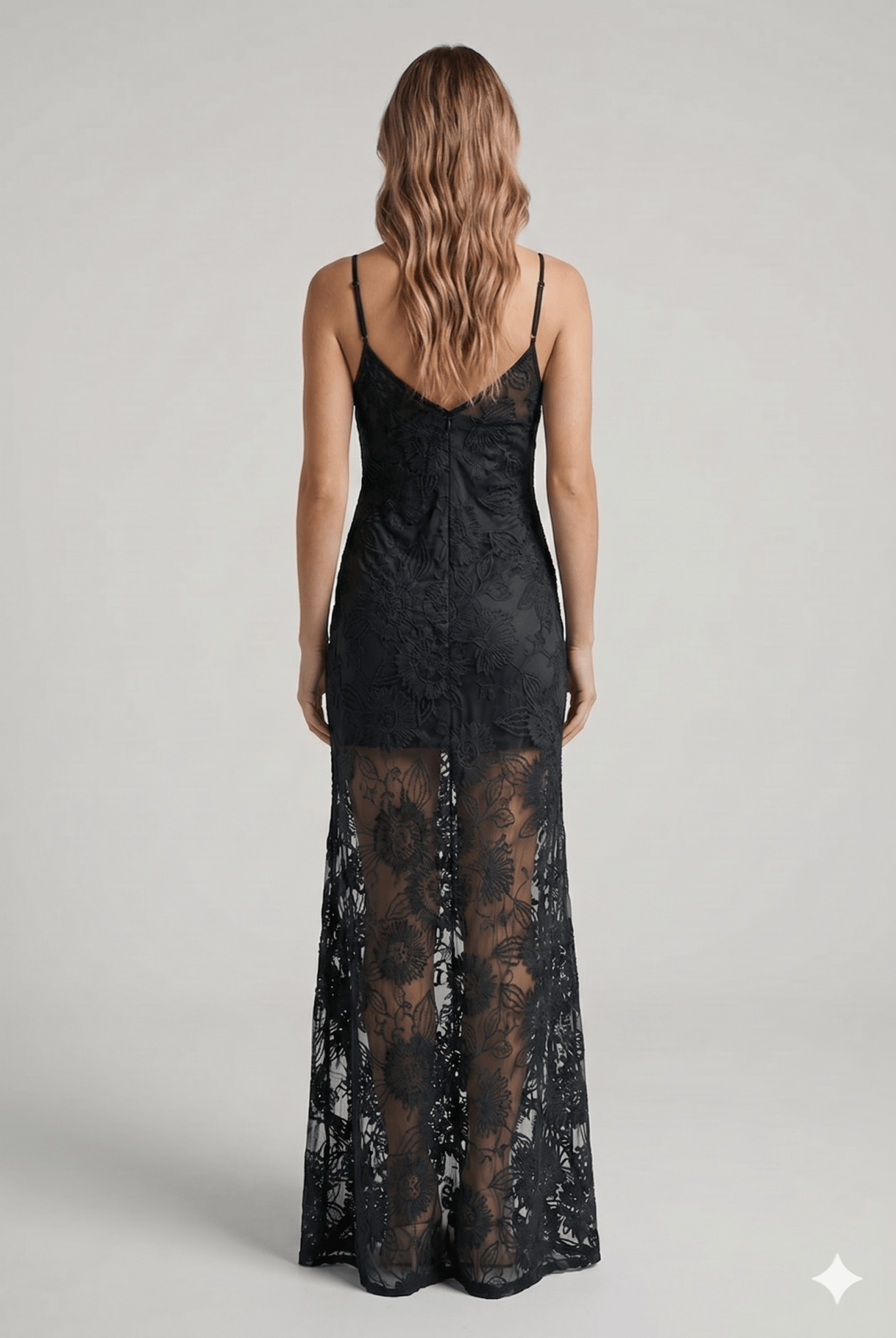 Abito Silence in pizzo nero e verde Menta - Malerba Showroom