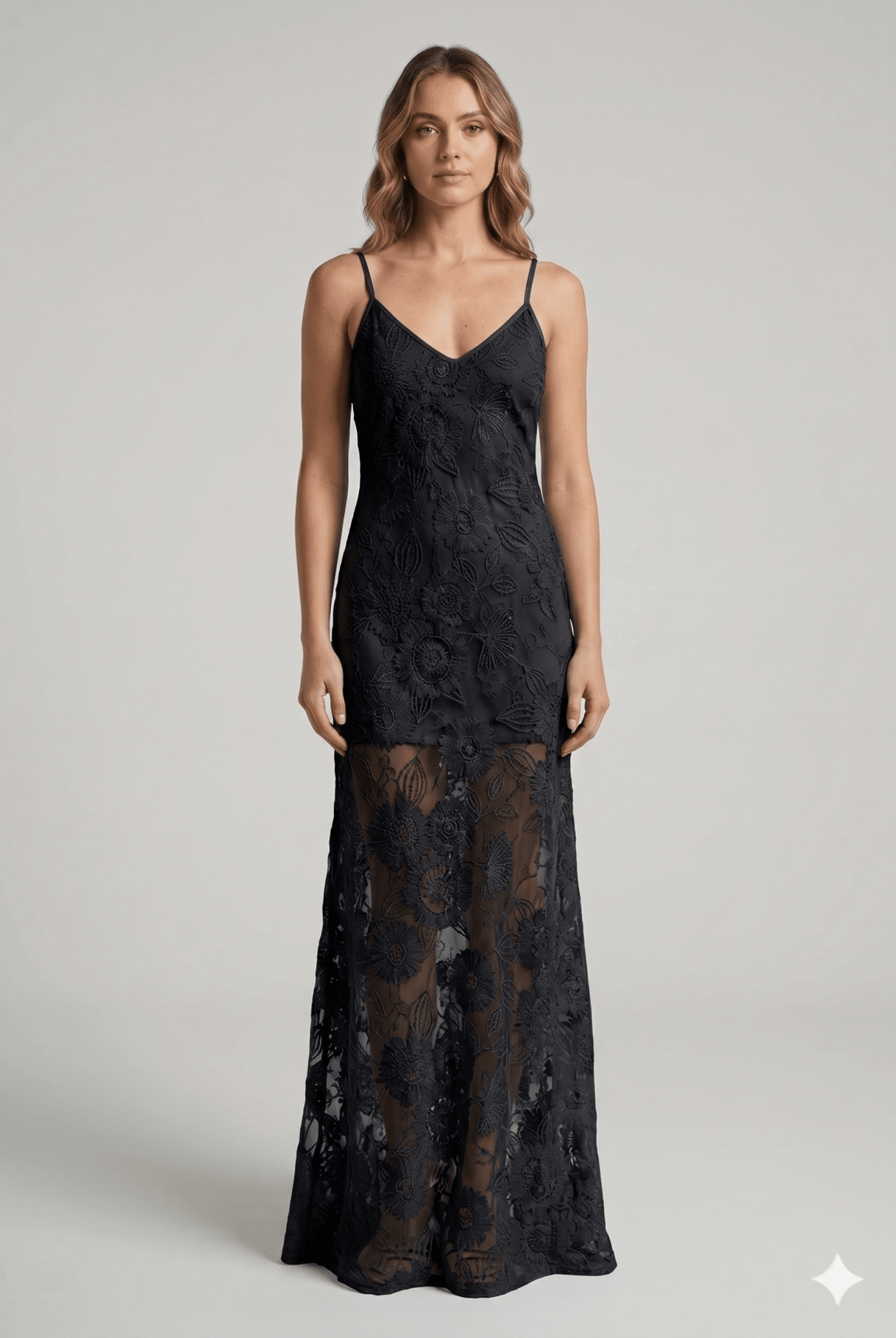Abito Silence in pizzo nero e verde Menta - Malerba Showroom