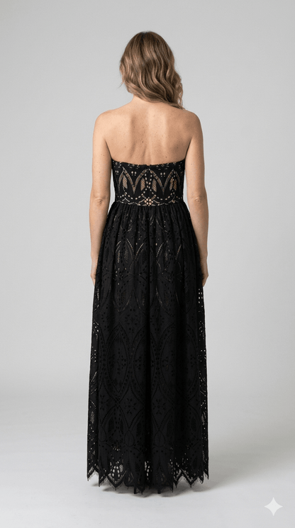 Abito Silence longuette in pizzo nero - Malerba Showroom