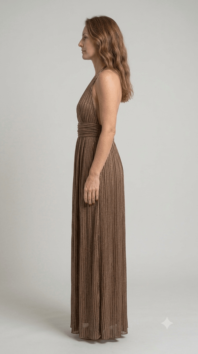 Abito Silence marrone con paillettes - Malerba Showroom
