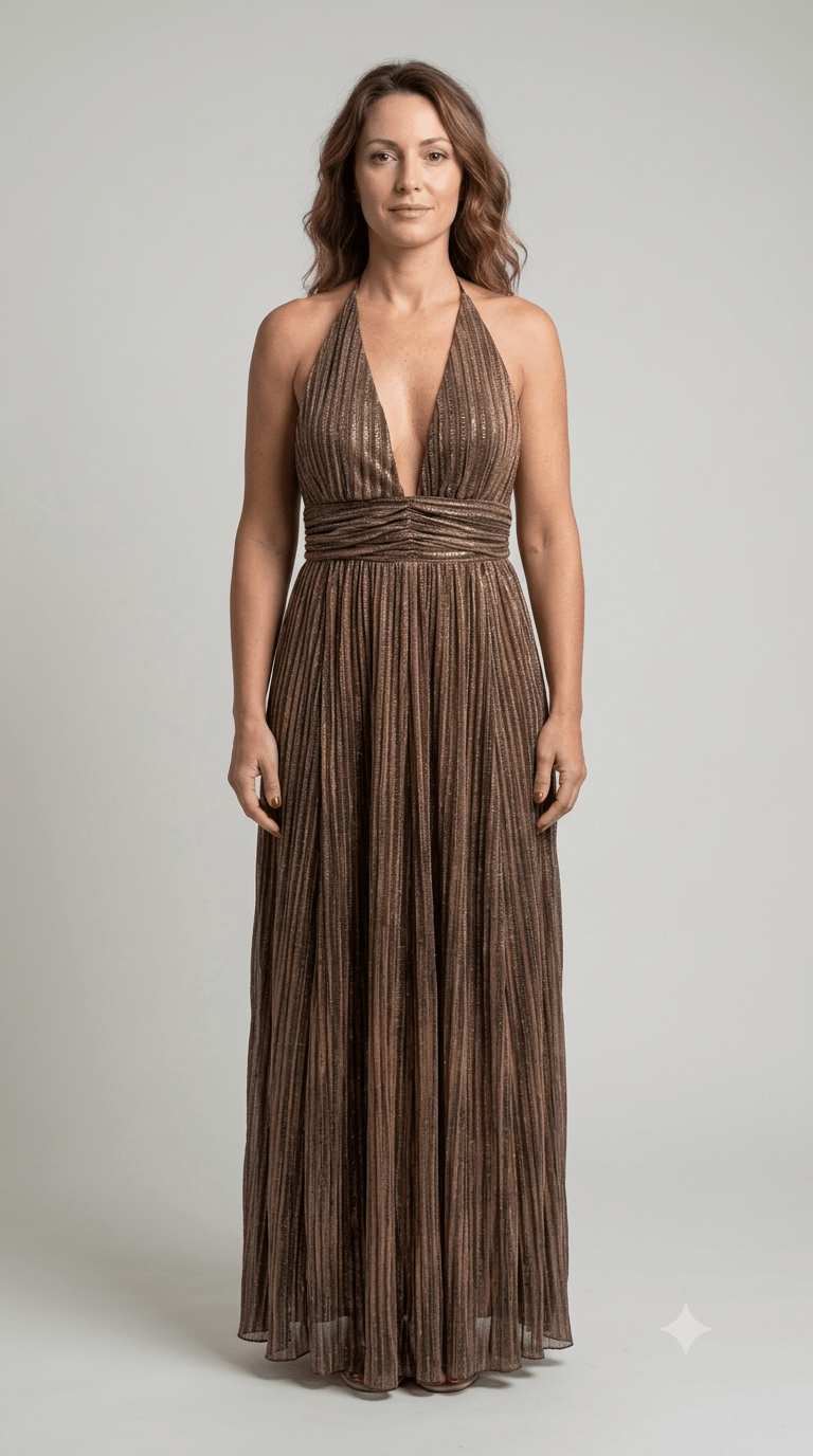 Abito Silence marrone con paillettes - Malerba Showroom