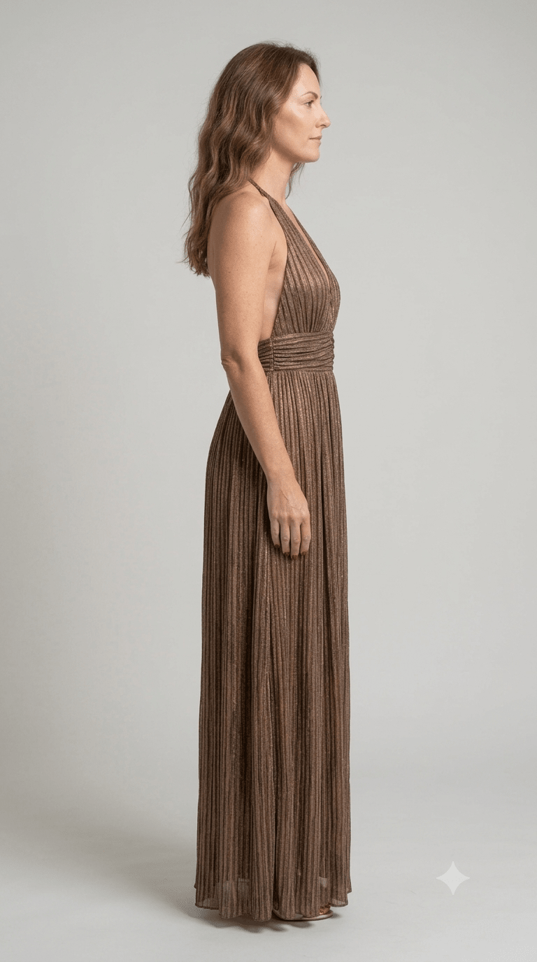 Abito Silence marrone con paillettes - Malerba Showroom