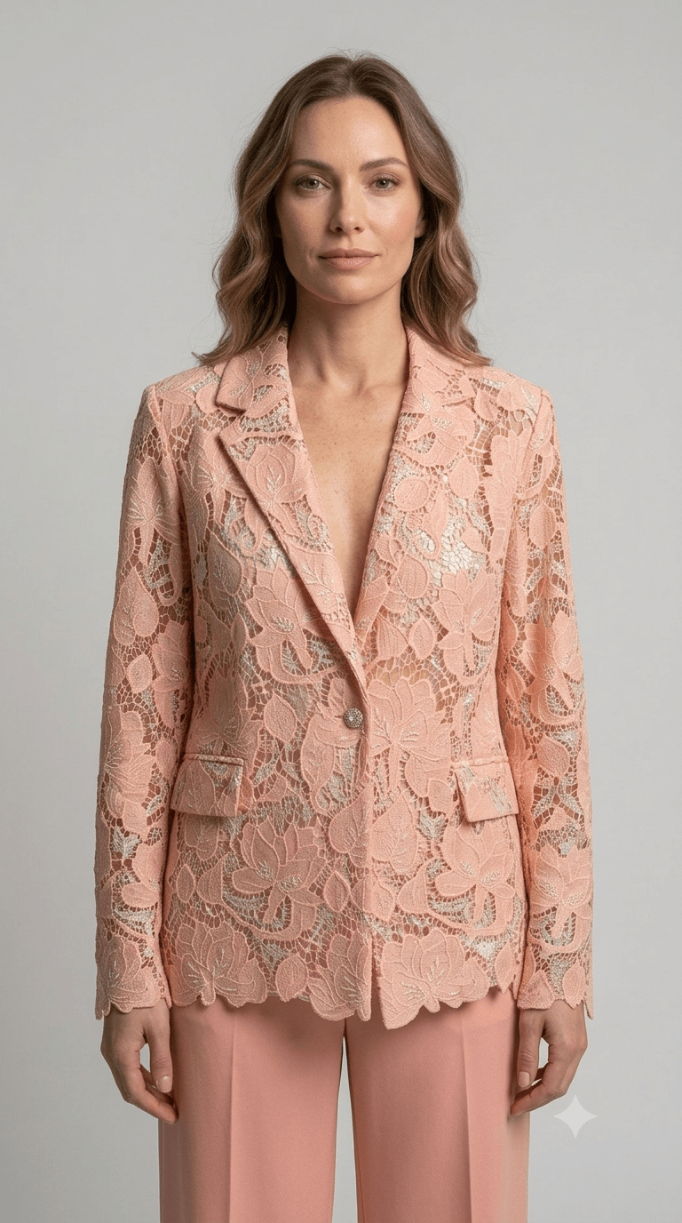 Blazer Silence in pizzo macramè rosa - Malerba Showroom