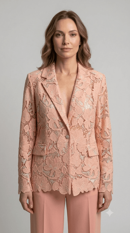Blazer Silence in pizzo macramè rosa - Malerba Showroom