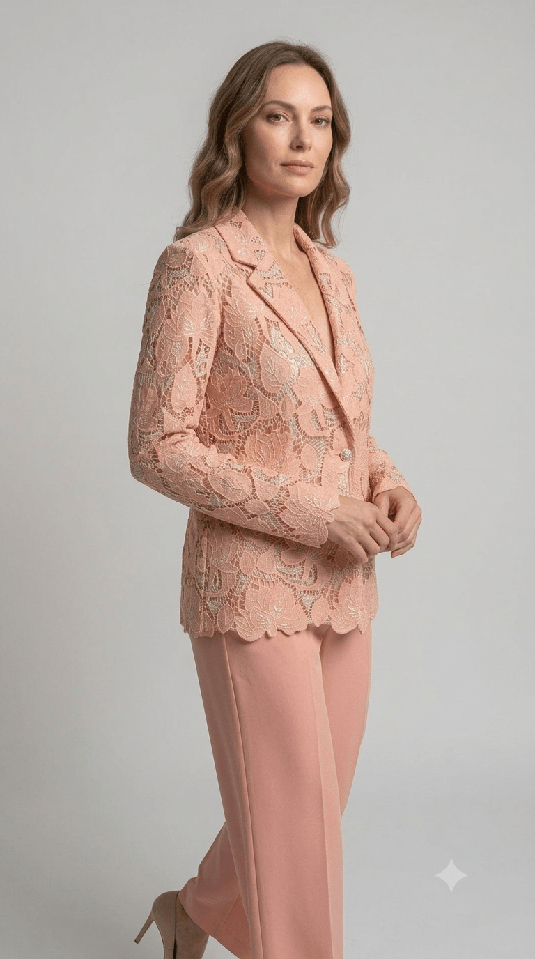 Blazer Silence in pizzo macramè rosa - Malerba Showroom