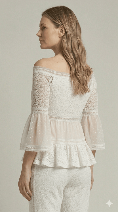 Blusa Gaimattiolo in pizzo bianca - Malerba Showroom