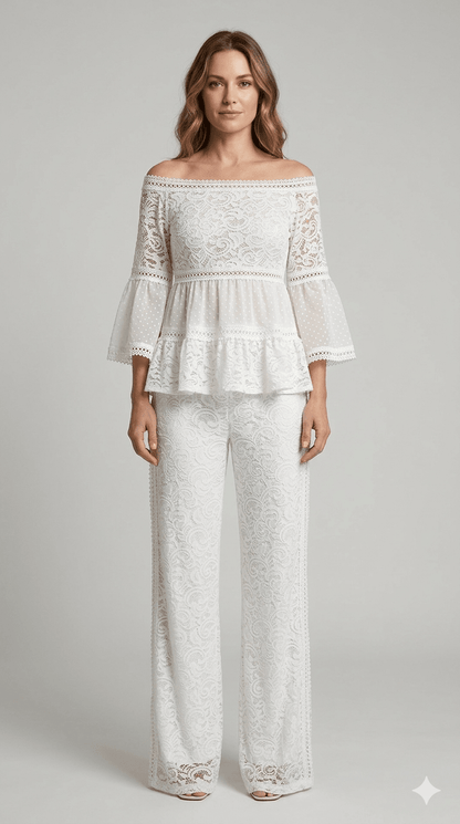 Blusa Gaimattiolo in pizzo bianca - Malerba Showroom