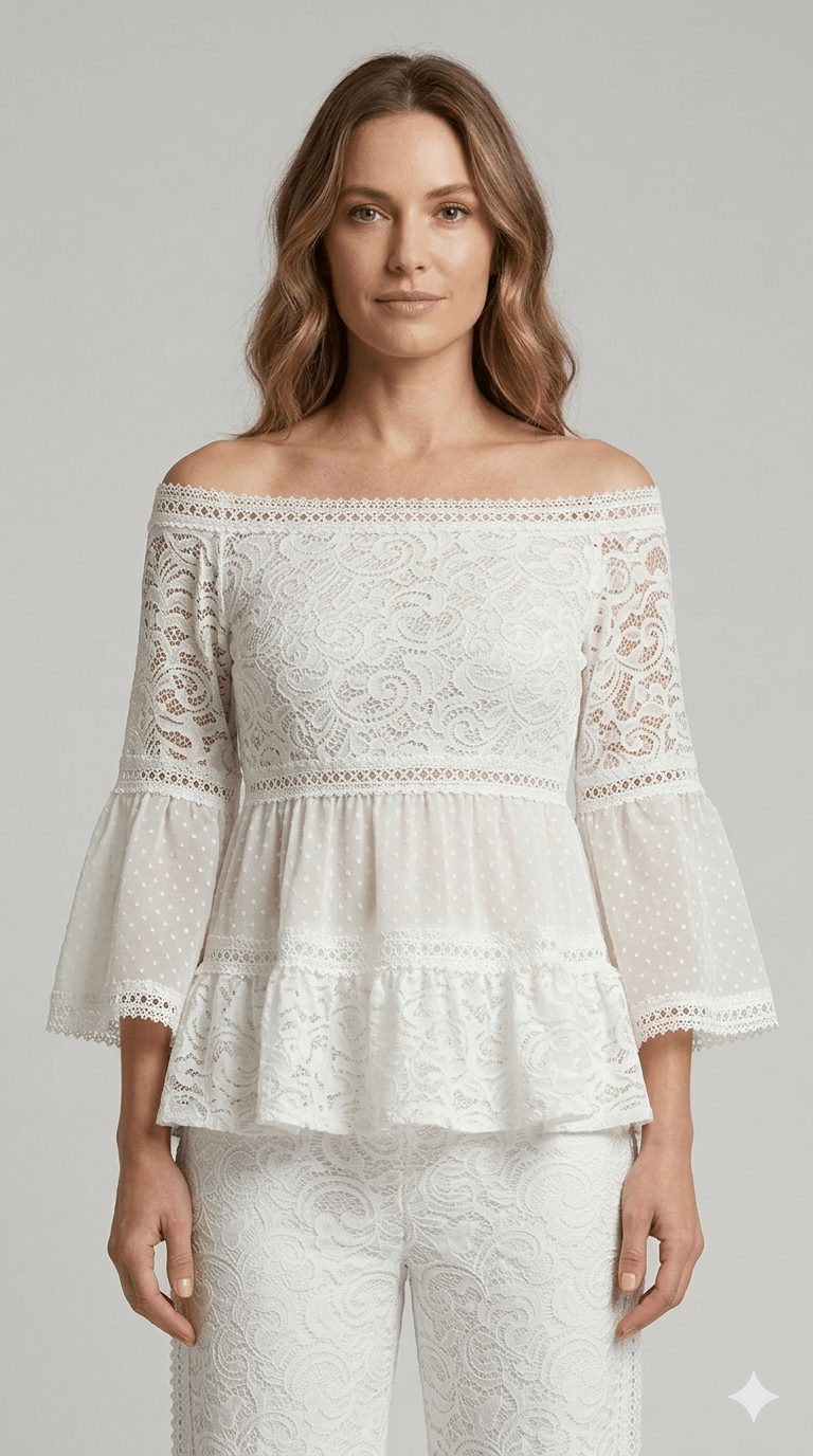 Blusa Gaimattiolo in pizzo bianca - Malerba Showroom