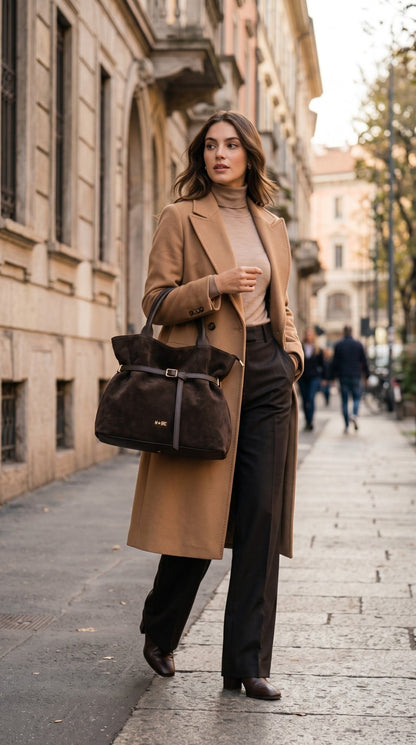 Borsa MBRC in camoscio con dettagli in pelle lin. alexia - Malerba Showroom