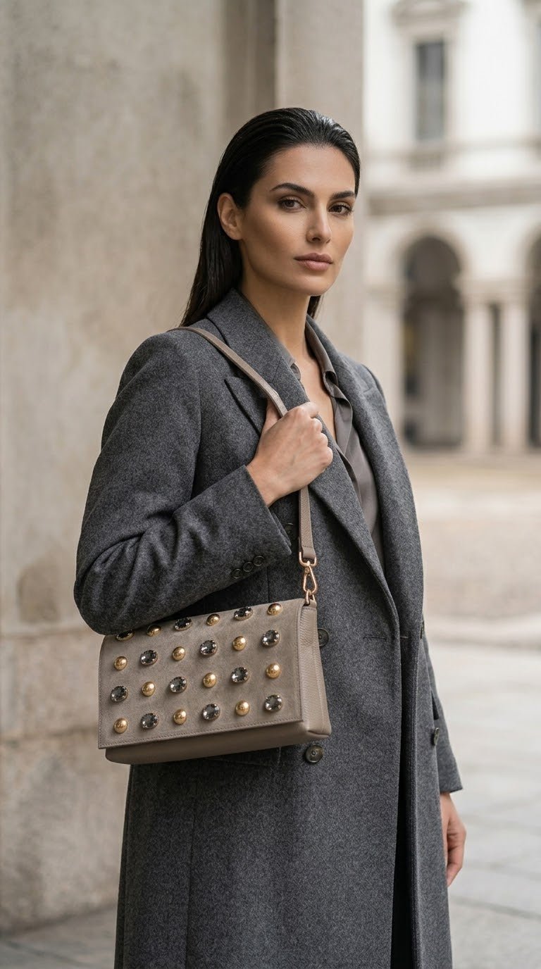 Borsa MBRC in pelle con pietre e doppia tracolla lin. cosmo - Malerba Showroom