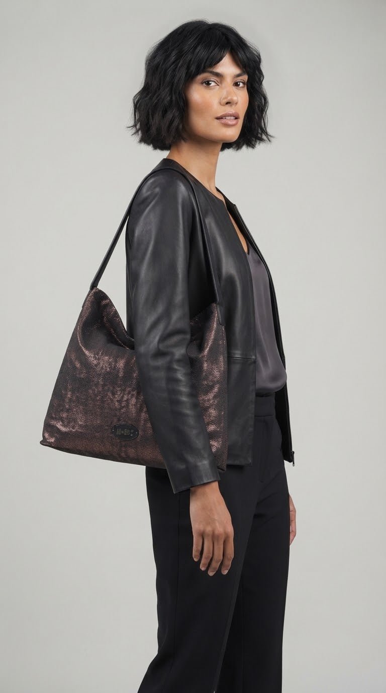 Borsa MBRC in pelle linea zigzag color bordeaux - Malerba Showroom