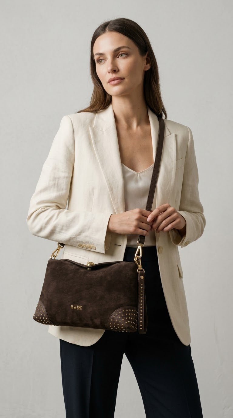 Borsa MBRC in pelle/camoscio linea chiodi - Malerba Showroom