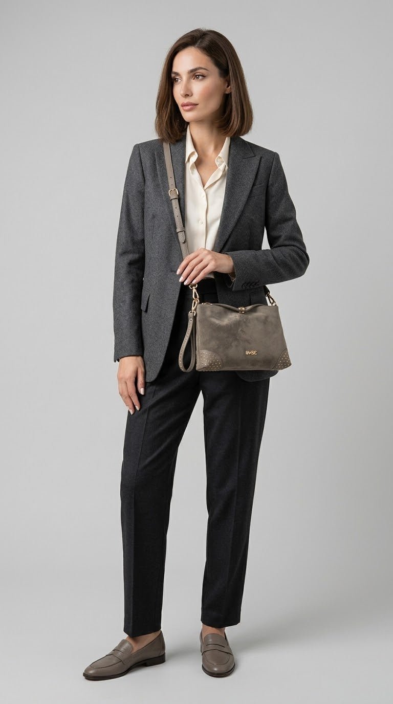 Borsa MBRC in pelle/camoscio linea chiodi - Malerba Showroom