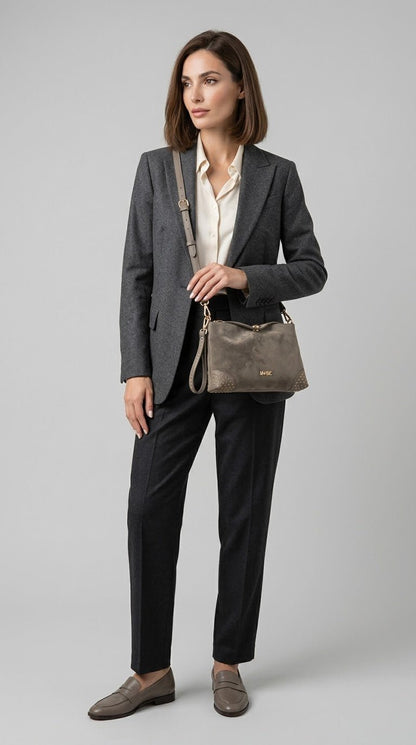 Borsa MBRC in pelle/camoscio linea chiodi - Malerba Showroom