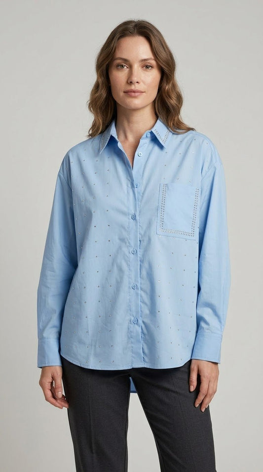 Camicia over Two Way in cotone con strass 2 var. colore - Malerba Showroom