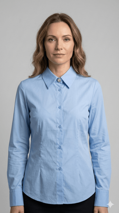 Camicia Susy Mix Bianca e Celeste - Malerba Showroom