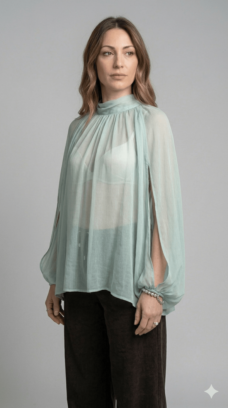 Camicia verde Operà viscosa - Malerba Showroom
