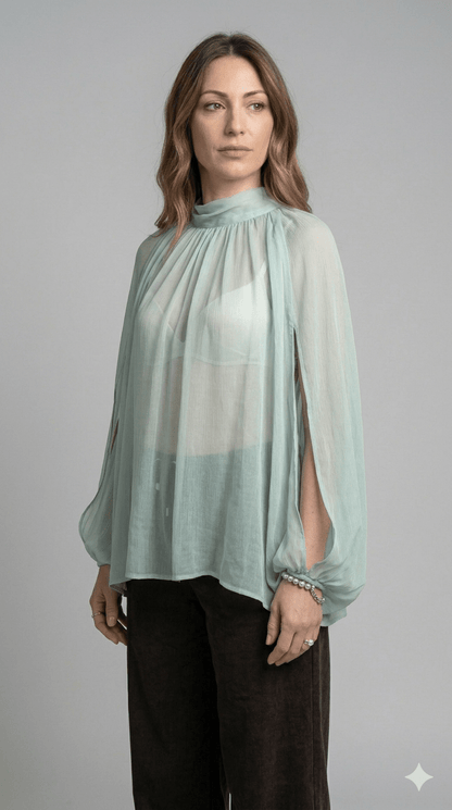 Camicia verde Operà viscosa - Malerba Showroom
