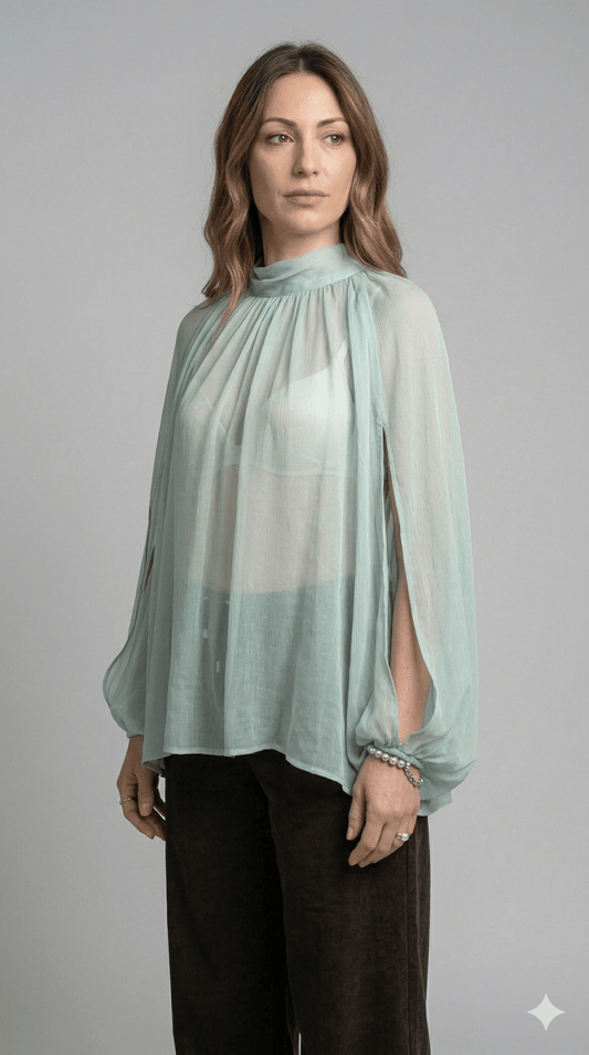 Camicia verde Operà viscosa - Malerba Showroom