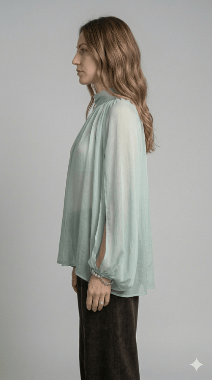 Camicia verde Operà viscosa - Malerba Showroom
