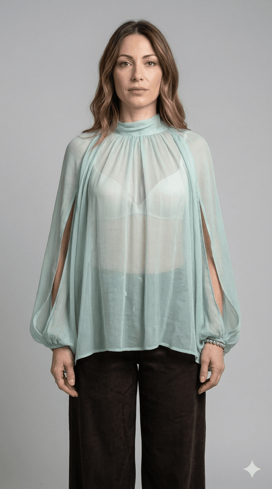 Camicia verde Operà viscosa - Malerba Showroom