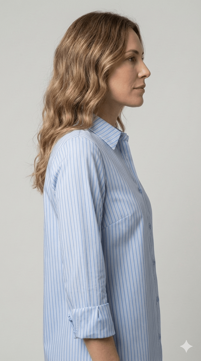 Camicione a Righe Celeste e tabacco - Malerba Showroom