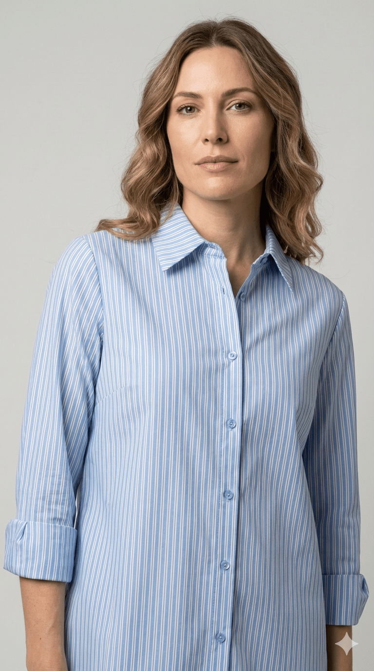 Camicione a Righe Celeste e tabacco - Malerba Showroom