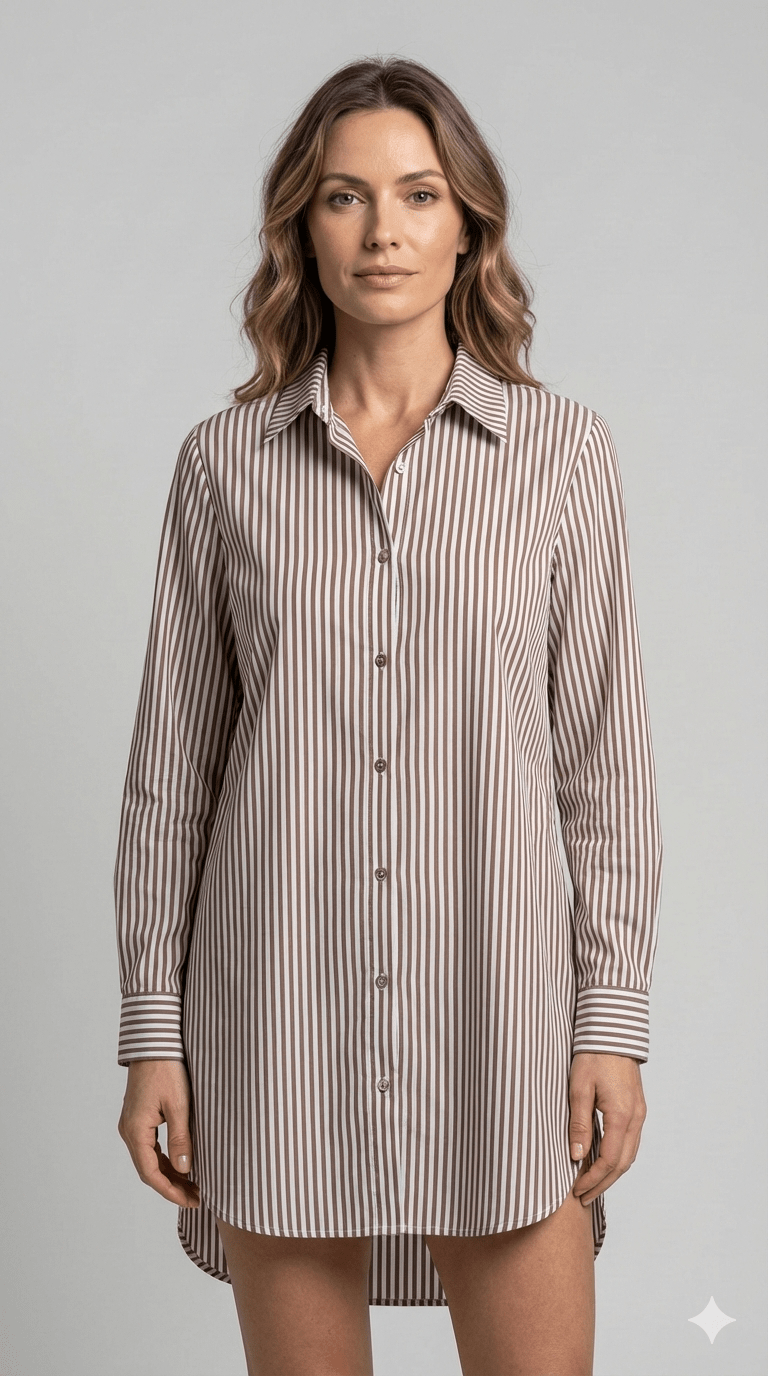 Camicione a Righe Celeste e tabacco - Malerba Showroom