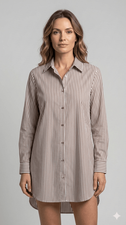 Camicione a Righe Celeste e tabacco - Malerba Showroom