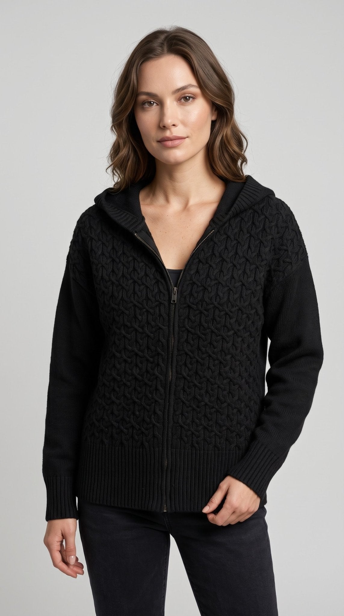 Cardigan Giulia Valli in maglia con cerniera e cappuccio - Malerba Showroom