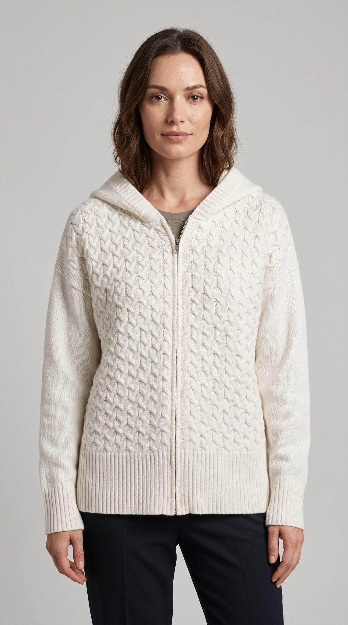 Cardigan Giulia Valli in maglia con cerniera e cappuccio - Malerba Showroom