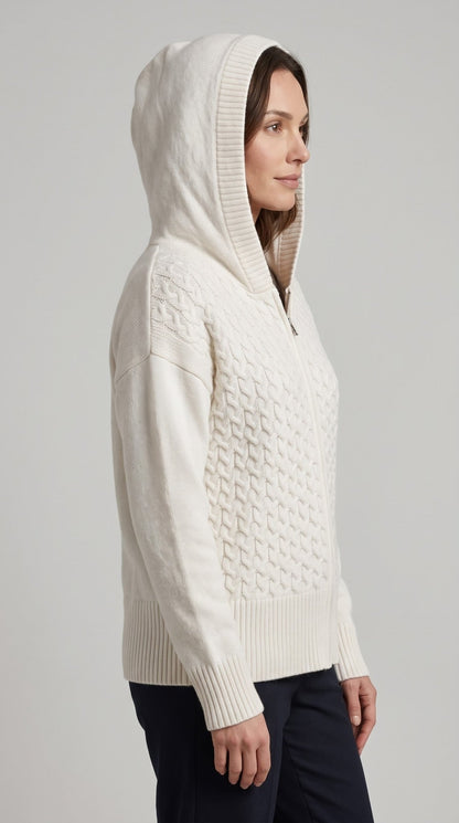 Cardigan Giulia Valli in maglia con cerniera e cappuccio - Malerba Showroom