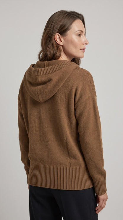 Cardigan Giulia Valli in maglia con cerniera e cappuccio - Malerba Showroom