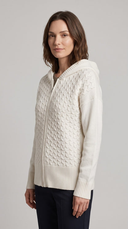Cardigan Giulia Valli in maglia con cerniera e cappuccio - Malerba Showroom