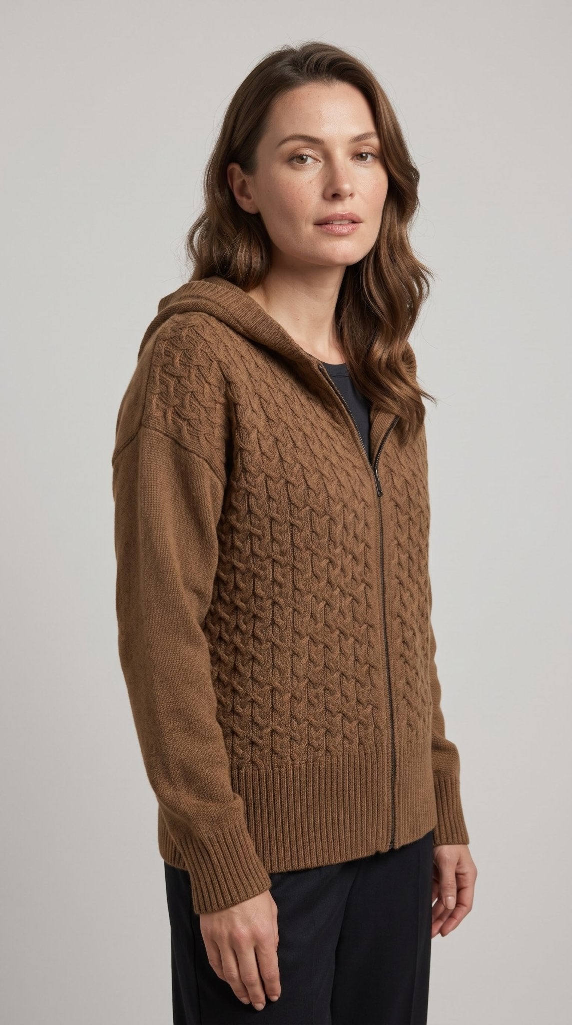 Cardigan Giulia Valli in maglia con cerniera e cappuccio - Malerba Showroom