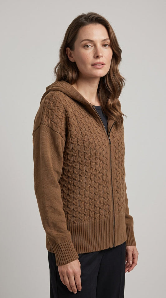 Cardigan Giulia Valli in maglia con cerniera e cappuccio - Malerba Showroom