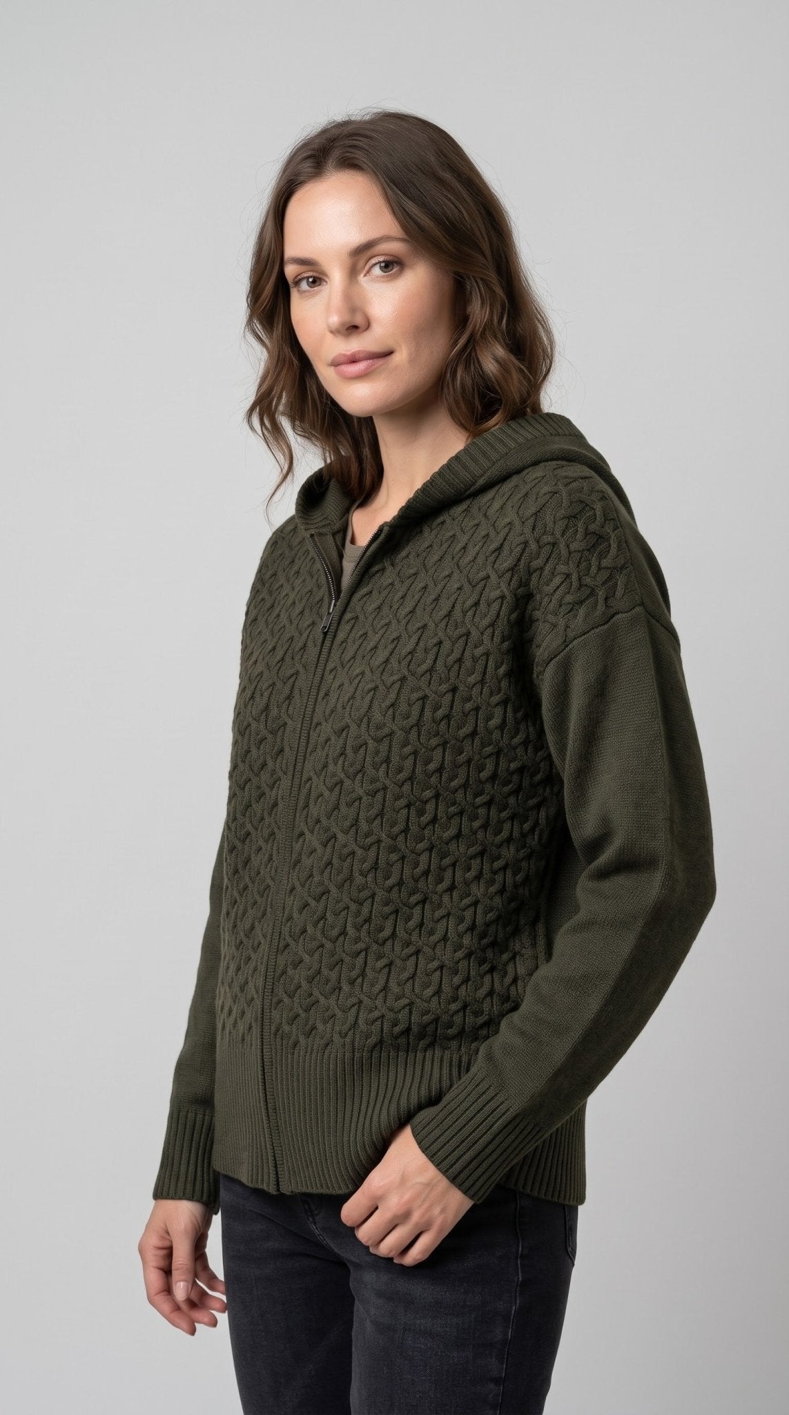Cardigan Giulia Valli in maglia con cerniera e cappuccio - Malerba Showroom