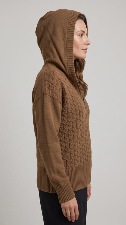 Cardigan Giulia Valli in maglia con cerniera e cappuccio - Malerba Showroom