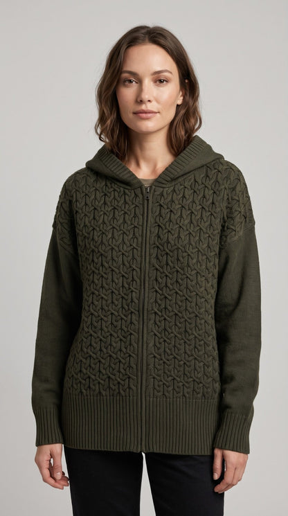 Cardigan Giulia Valli in maglia con cerniera e cappuccio - Malerba Showroom
