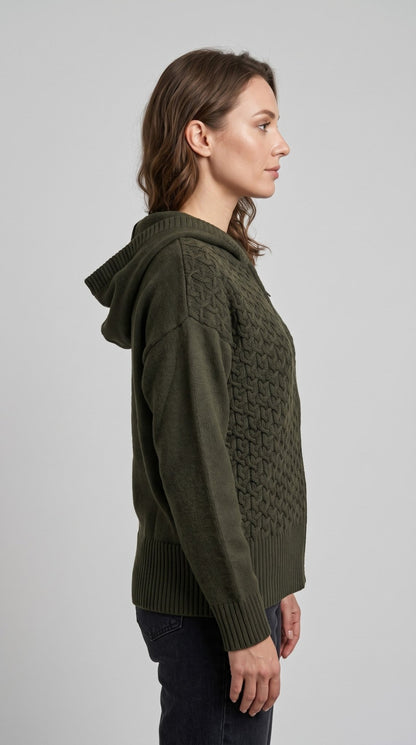 Cardigan Giulia Valli in maglia con cerniera e cappuccio - Malerba Showroom