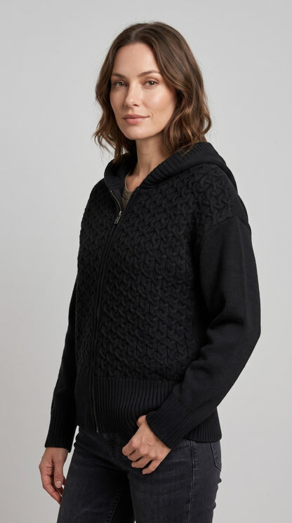 Cardigan Giulia Valli in maglia con cerniera e cappuccio - Malerba Showroom