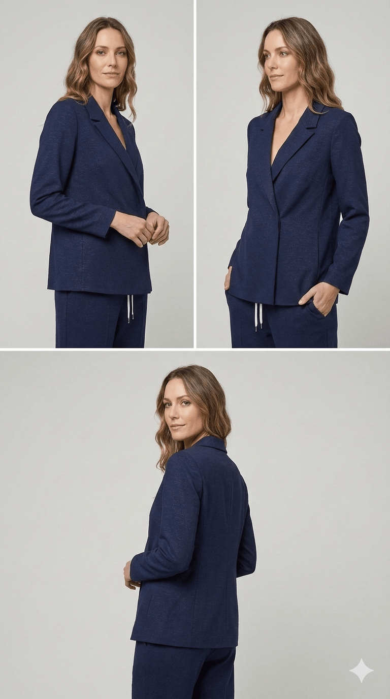 Completo Blu Trama Lucida Emme Marella - Malerba Showroom