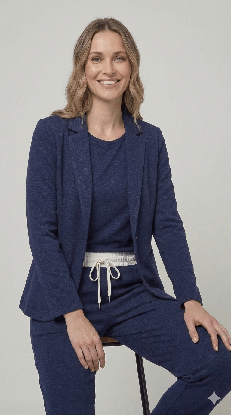 Completo Blu Trama Lucida Emme Marella - Malerba Showroom