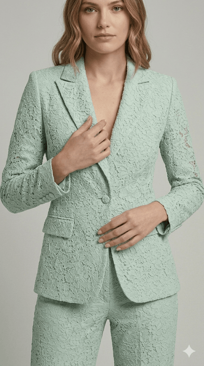 Completo in pizzo Giulia Valli verde menta - Malerba Showroom