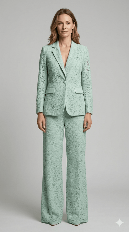 Completo in pizzo Giulia Valli verde menta - Malerba Showroom