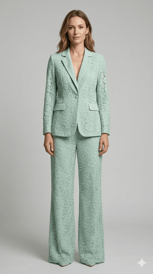 Completo in pizzo Giulia Valli verde menta - Malerba Showroom