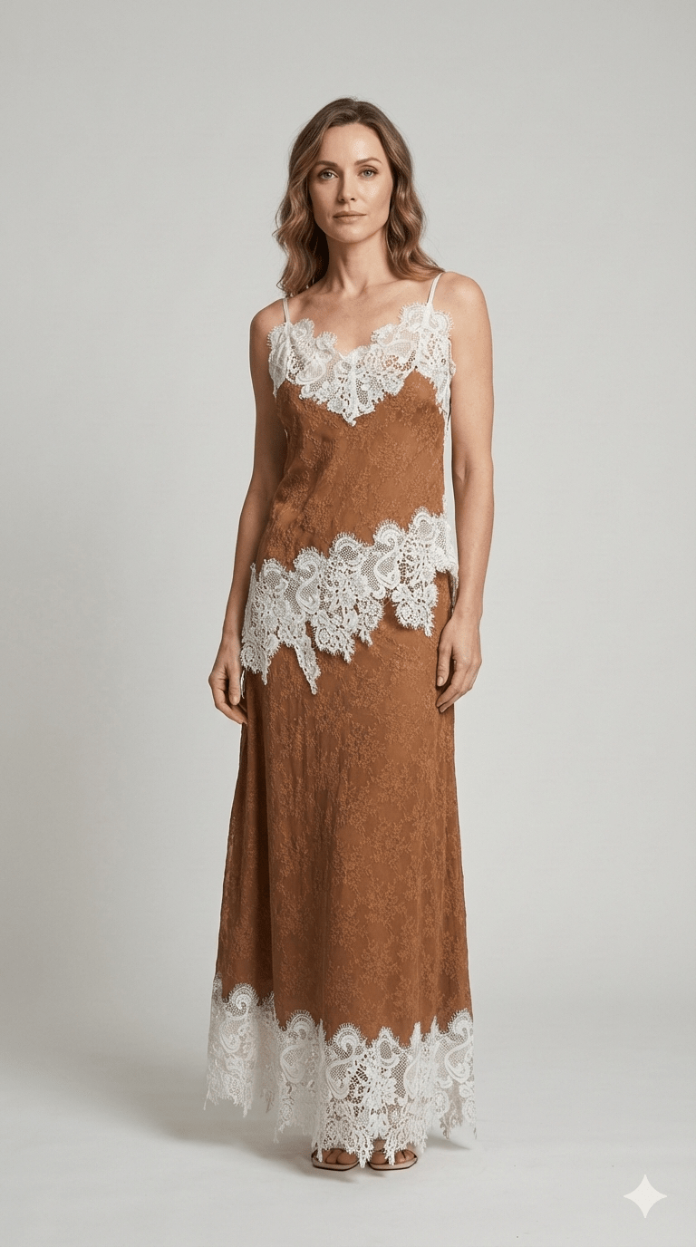 Completo In Pizzo Le Streghe nero e tabacco - Malerba Showroom
